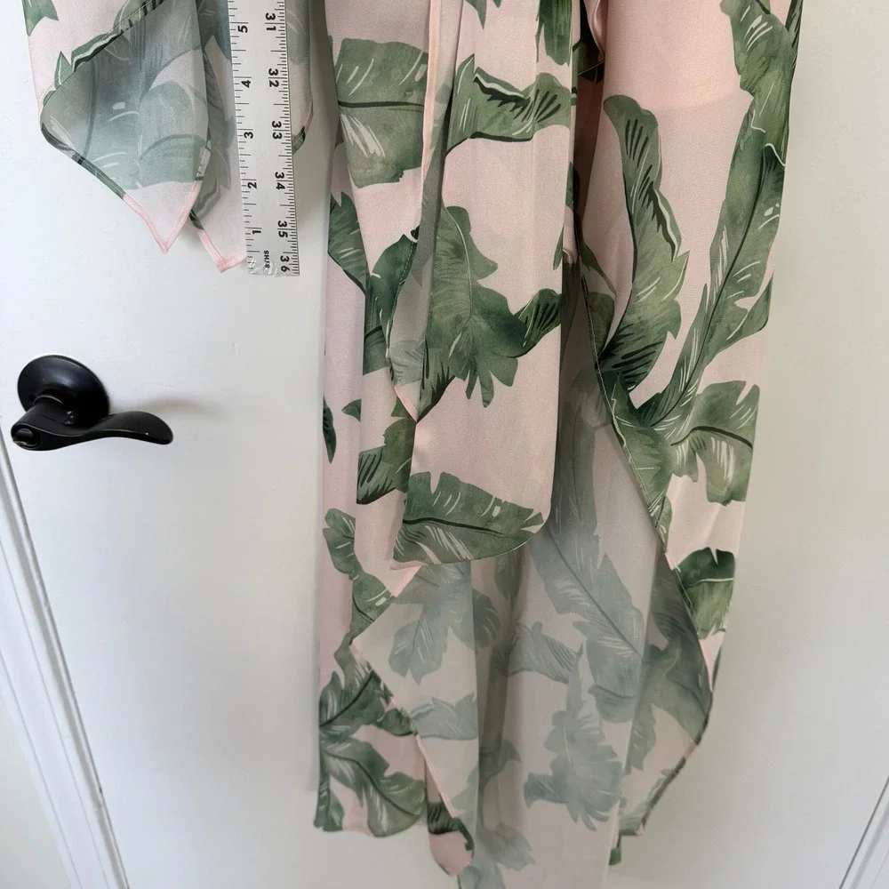 Significant Other $329 Pink Green Tropical Leaf‎ One Shoulder Maxi Dress US 10